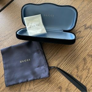 Gucci Designer Sunglasses Hard Case Black Velvet NEW Micro Cloth